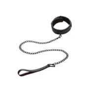 Calexotics Nocturnal Collar & Leash Leather Adjustable Black