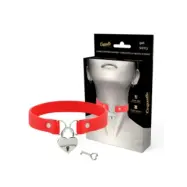 Coquette Chic Desire Red Vegan Leather Necklace With Heart Accessory With Key