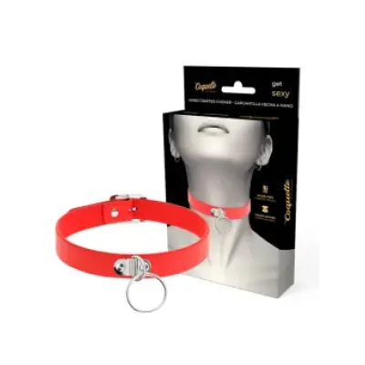 Coquette Chic Desire Red Vegan Leather Necklace Woman Fetish Accessory