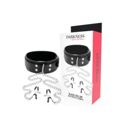 Darkness Collar With Nipple Clamps Black