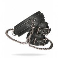 Leather Collar With Handcuffs