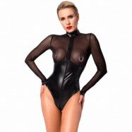 Noir Handmade F321 Edge Wetlook Body with Rings - Svart - 2XL