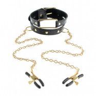 Pipedream Fetish Fantasy: Collar & Nipple Clamps, gold