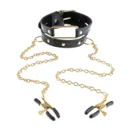 Pipedream Fetish Fantasy: Collar &amp; Nipple Clamps, gold