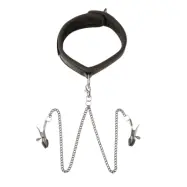 Sei Mio Twin Tweaks Velvet Collar with Nipple Clamps