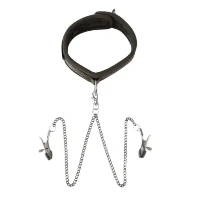 Sei Mio Twin Tweaks Velvet Collar with Nipple Clamps