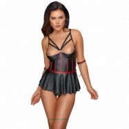 Cottelli Bondage Halvkupa Bondage Babydoll med Restraints - Black - L