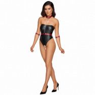 Cottelli Bondage Wetlook Body med Restraints - Black - L