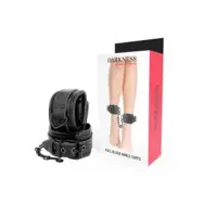 Darkness Adjustable Ankle Handcuffs Black Leather