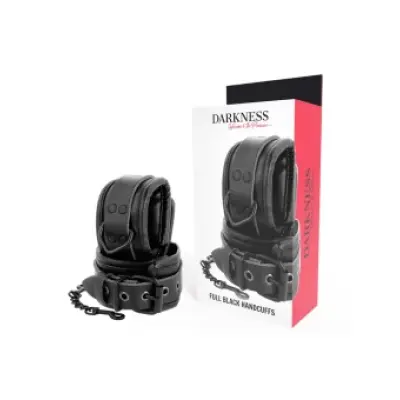 Darkness Adjustable Black Leather Hands Handcuffs