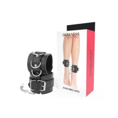 Darkness Black Adjustable Leather Ankle Handcuffs