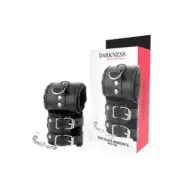 Darkness Black Adjustable Leather Handcuffs With Lining