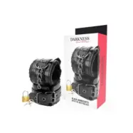 Darkness Black Adjustable Leather Handcuffs With Padlock