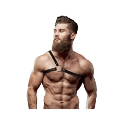 Fetish Submissive Attitude Mens Crossed Shoulder Eco Leather Harness