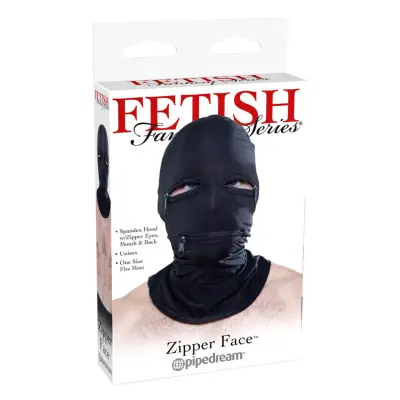 FETISH FANTASY BLACK ZIPPER FACE WOOD - HUVUD MASK, HUVA