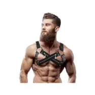 Fetish Submissive Attitude Adjustable Neoprene Cross-Over Chest Bulldog Harness With Zippers For Men