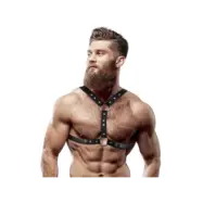 Fetish Submissive Attitude Eco-Leather Chest Harness With Double Support And Studs For Men