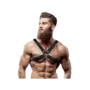 Fetish Submissive Attitude Mens Adjustable Eco-Leather Cross Chest Bulldog Harness