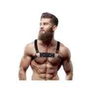 Fetish Submissive Attitude Mens Eco-Leather Bulldog Chest Harness Size M/L