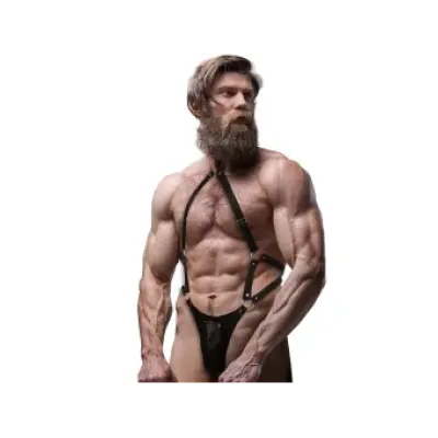 Fetish Submissive Attitude Mens Eco-Leather Jock Strap Harness
