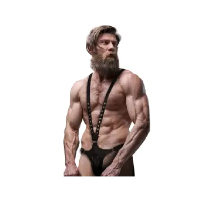 Fetish Submissive Attitude Mens V-Shaped Eco-Leather Harness