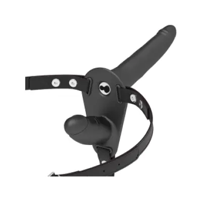 Fetish Submissive Harness Double Penetration Black Vibrator