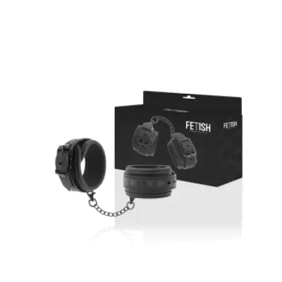 Fetish Submissive Vegan Leather Handcuffs With Noprene Lining