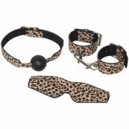 Baseks Leopard Kinky Bondageset 3 delar - Nude