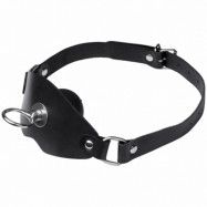 Black Label Super Leather Ball Gag med O-Ring - Svart