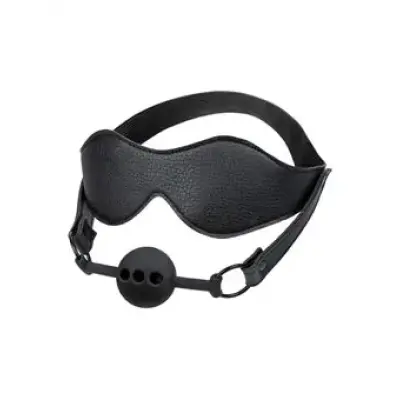 CalExotics Eye Mask & Breathable Ball Gag BLACK