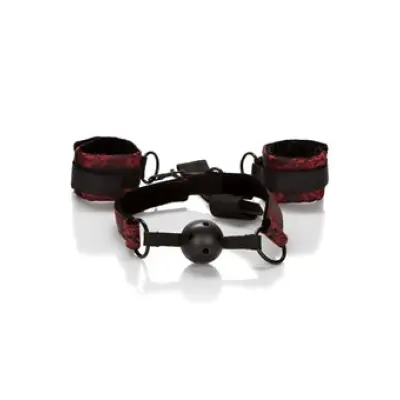 Calexotics Breathable Ball Gag With Cuffs Black