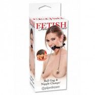 FETISH FANTASY BALL GAG & NIPPLE CLAMP - gag ball med bröstvårts klämmor