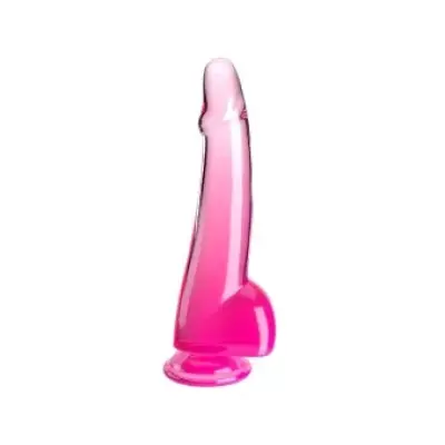 King Cock Clear Dildo With Testicles 19 Cm Pink