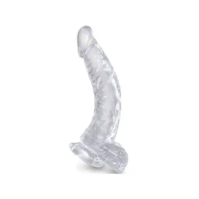King Cock Clear Realistic Curved Penis With Balls 16.5 Cm Transparent