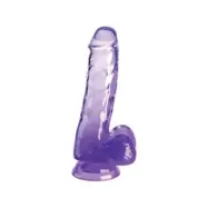 King Cock Clear Realistic Penis With Balls 13.5 Cm Purple