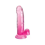 King Cock Clear Realistic Penis With Balls 15.2 Cm Pink