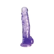 King Cock Clear Realistic Penis With Balls 16.5 Cm Purple