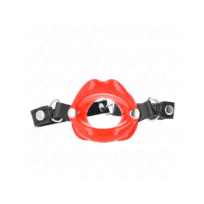 Kink Lip 8 Cm Gag With Red Leatherette Strap 63 X 2 Cm Adjustable 39-58 Cm