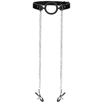 O-Ring Ball Gag w. Nipple Clamps
