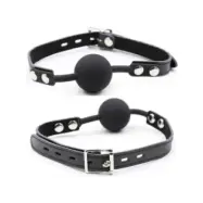 Ohmama Fetish Silicone Ball Gag With Leather Belt (Padlock Included)