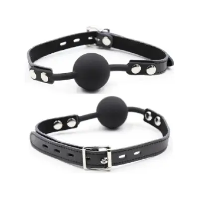 Ohmama Fetish Silicone Ball Gag With Leather Belt (Padlock Included)