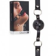 Ouch! Ball Gag with leather straps - Black