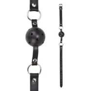 Ouch! Ball Gag with leather straps - Black