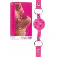 Ouch! Ball Gag with leather straps - Pink