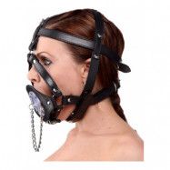 Plug It Up Leather Head Harness with Mouth Gag