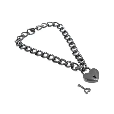 Öhmama! Fetish Halsband med Hjärtformad Hänglås i Rostfritt stål