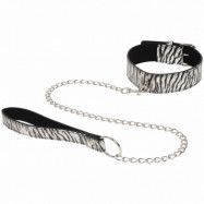 baseks Zebra Halsband med Kedja - Vit