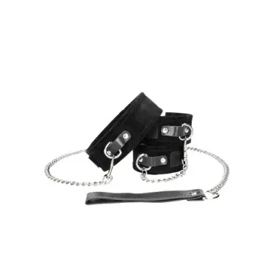 Black&White Velcro Collar with Leash and Wrist Cuffs