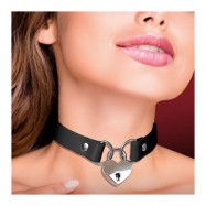 Collar with Heart Lock - Vegan Leather