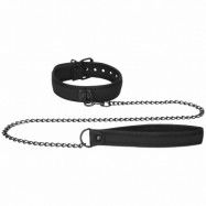 Ouch! Puppy Play Neopren Halsband med Koppel - Svart